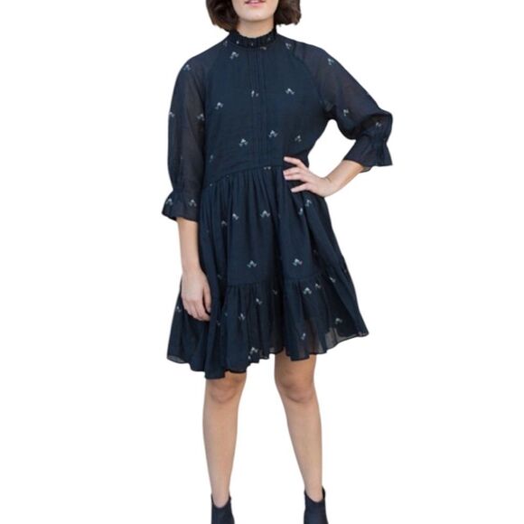 Mirth Napa Mini Dress in Black Jamdani M - Picture 1 of 7